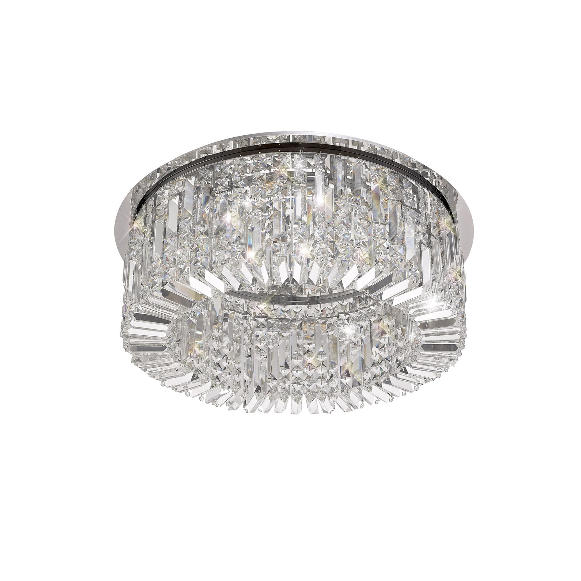 NL78059 Zian 65cm Round Flush Chandelier 8 Light Polished Chrome/Crystal