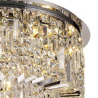 NL78059 Zian 65cm Round Flush Chandelier 8 Light Polished Chrome/Crystal