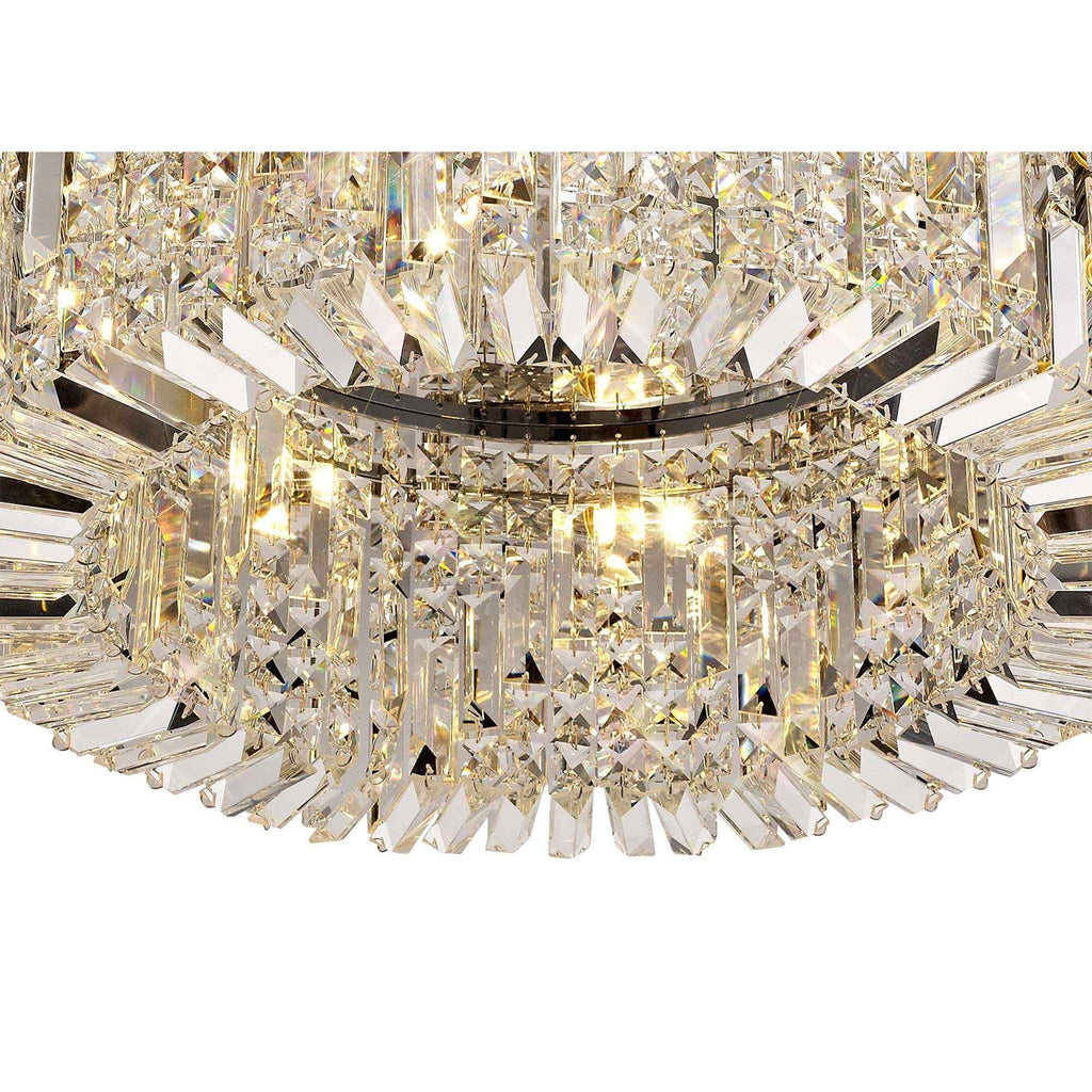 NL78059 Zian 65cm Round Flush Chandelier 8 Light Polished Chrome/Crystal