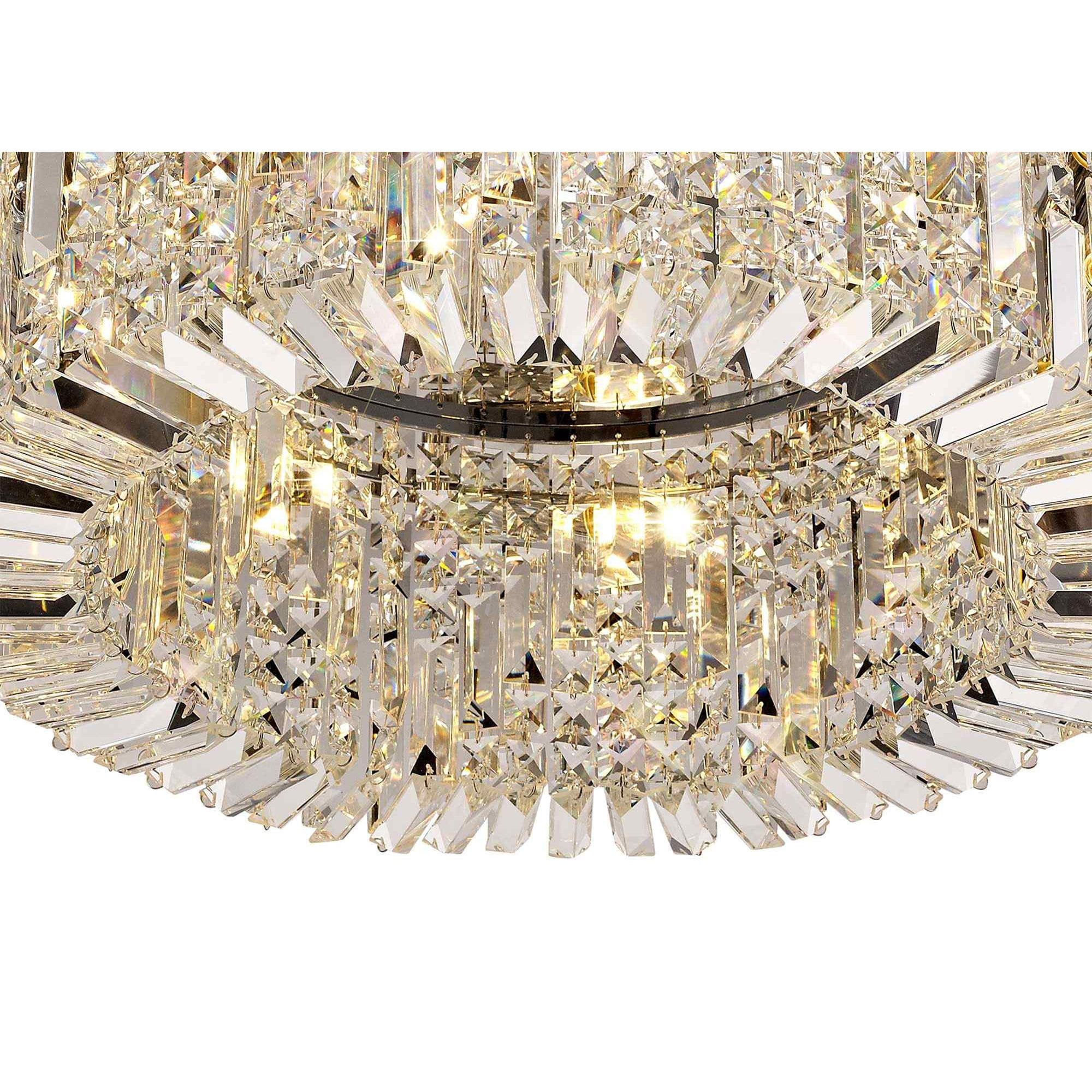 NL78059 Zian 65cm Round Flush Chandelier 8 Light Polished Chrome/Crystal
