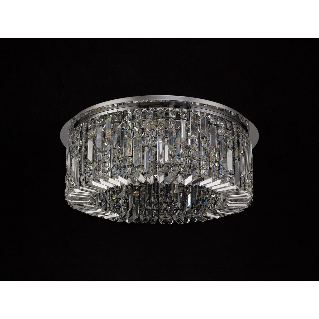 NL78059 Zian 65cm Round Flush Chandelier 8 Light Polished Chrome/Crystal