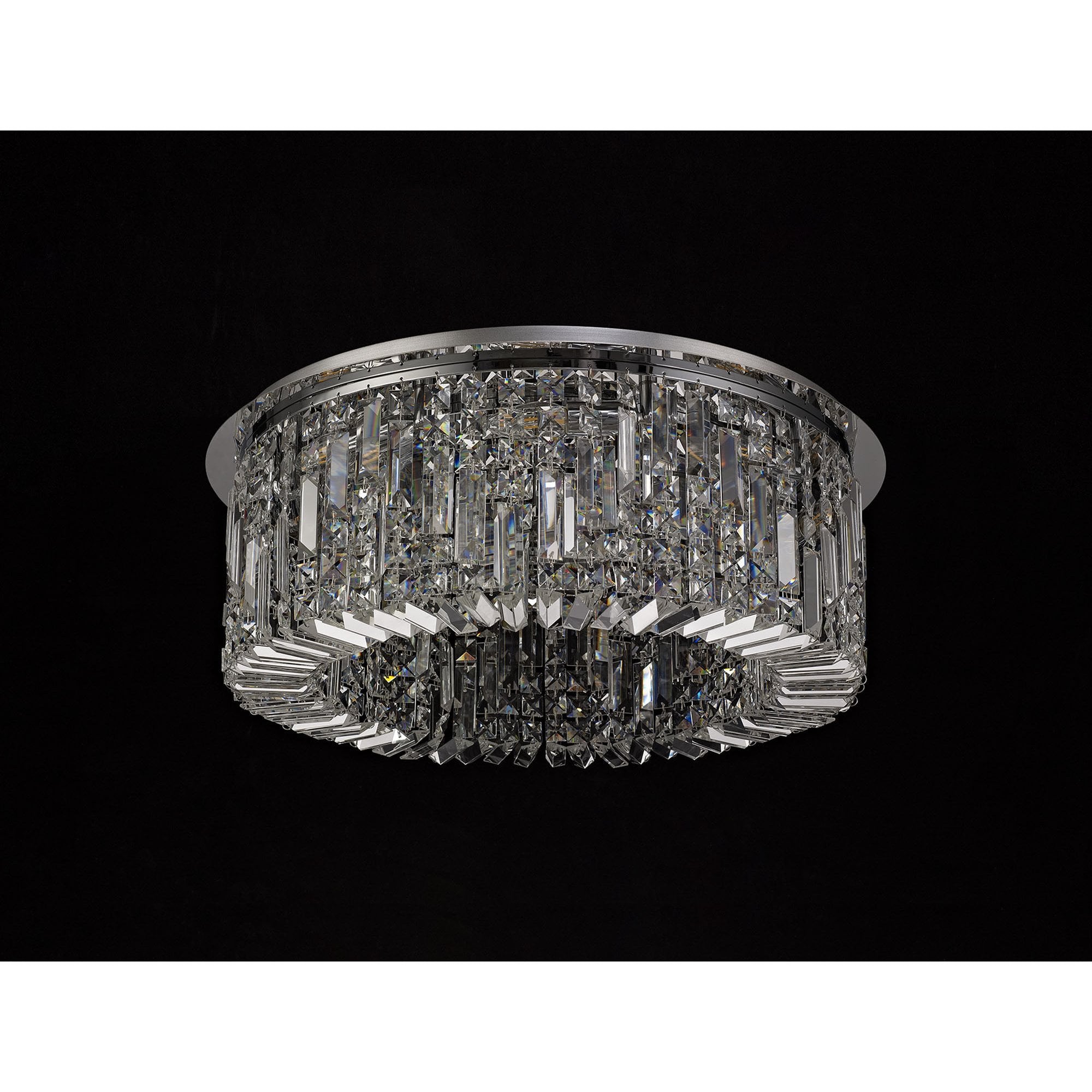 NL78059 Zian 65cm Round Flush Chandelier 8 Light Polished Chrome/Crystal