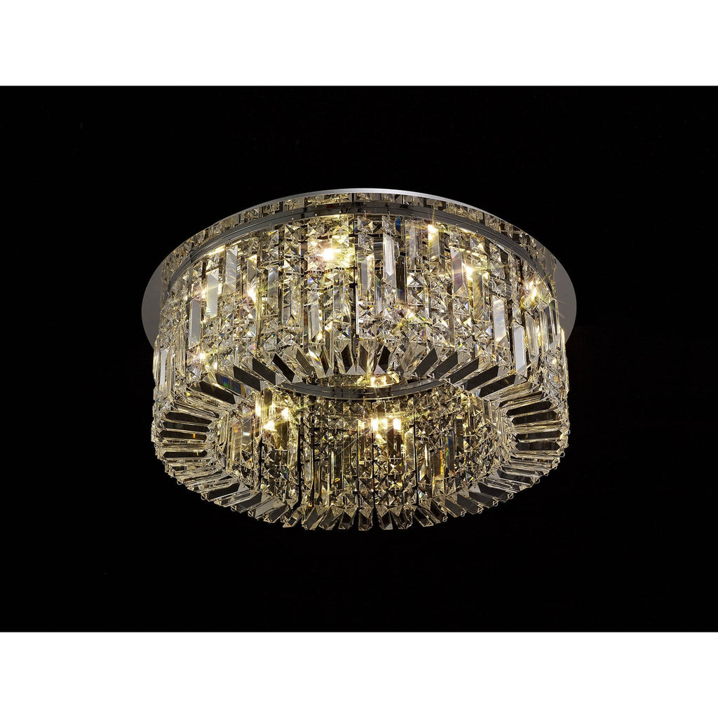 NL78059 Zian 65cm Round Flush Chandelier 8 Light Polished Chrome/Crystal