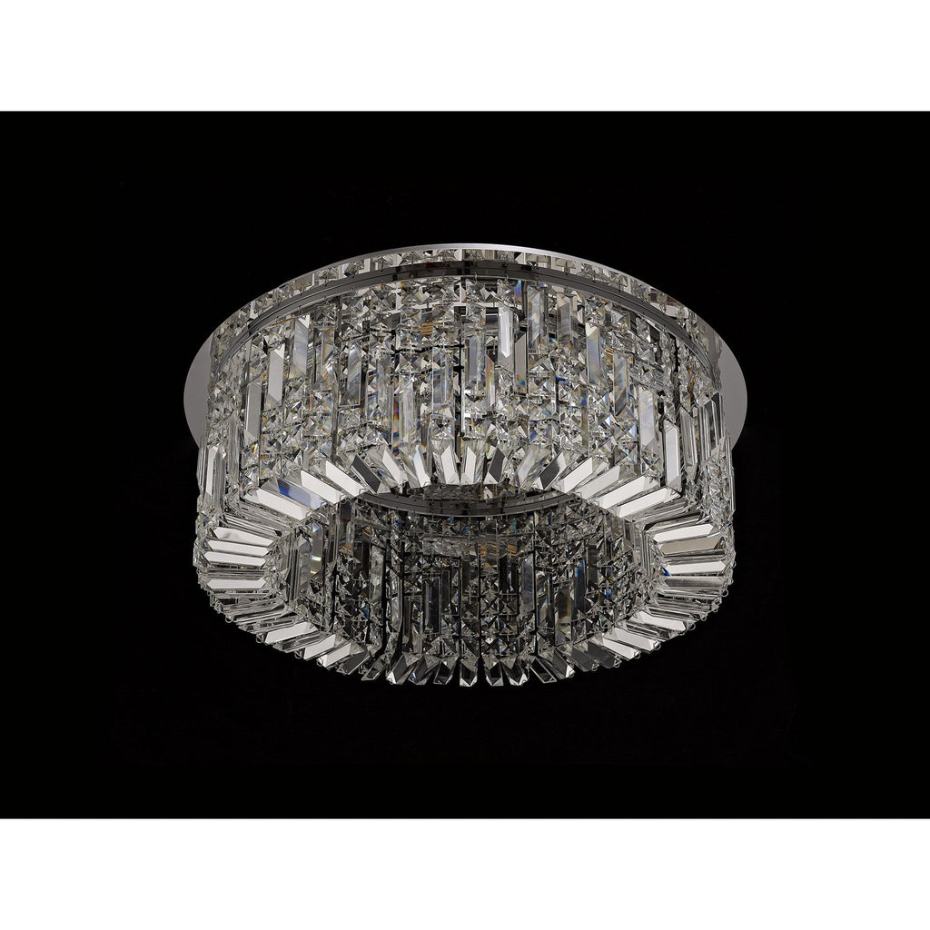 NL78059 Zian 65cm Round Flush Chandelier 8 Light Polished Chrome/Crystal