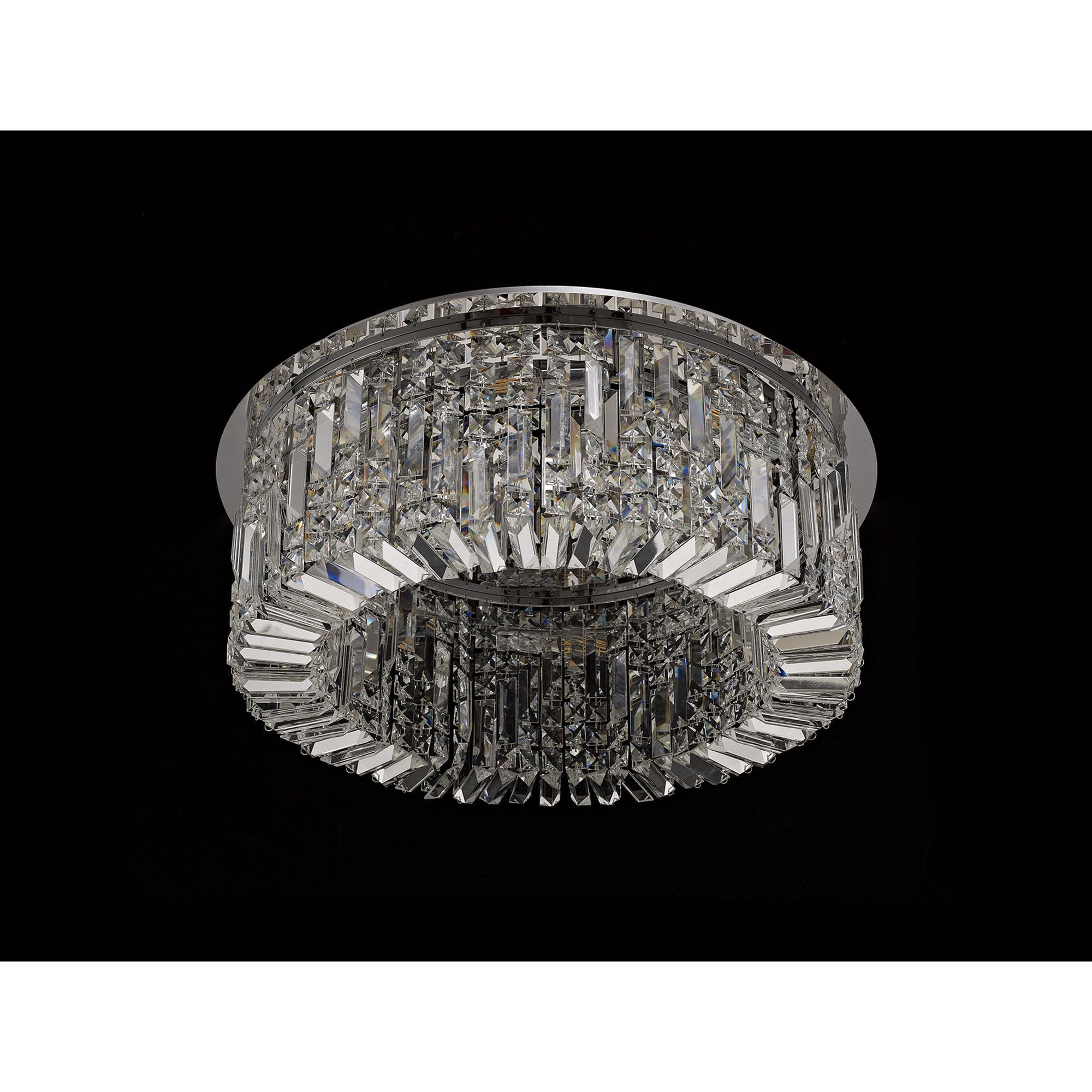 NL78059 Zian 65cm Round Flush Chandelier 8 Light Polished Chrome/Crystal