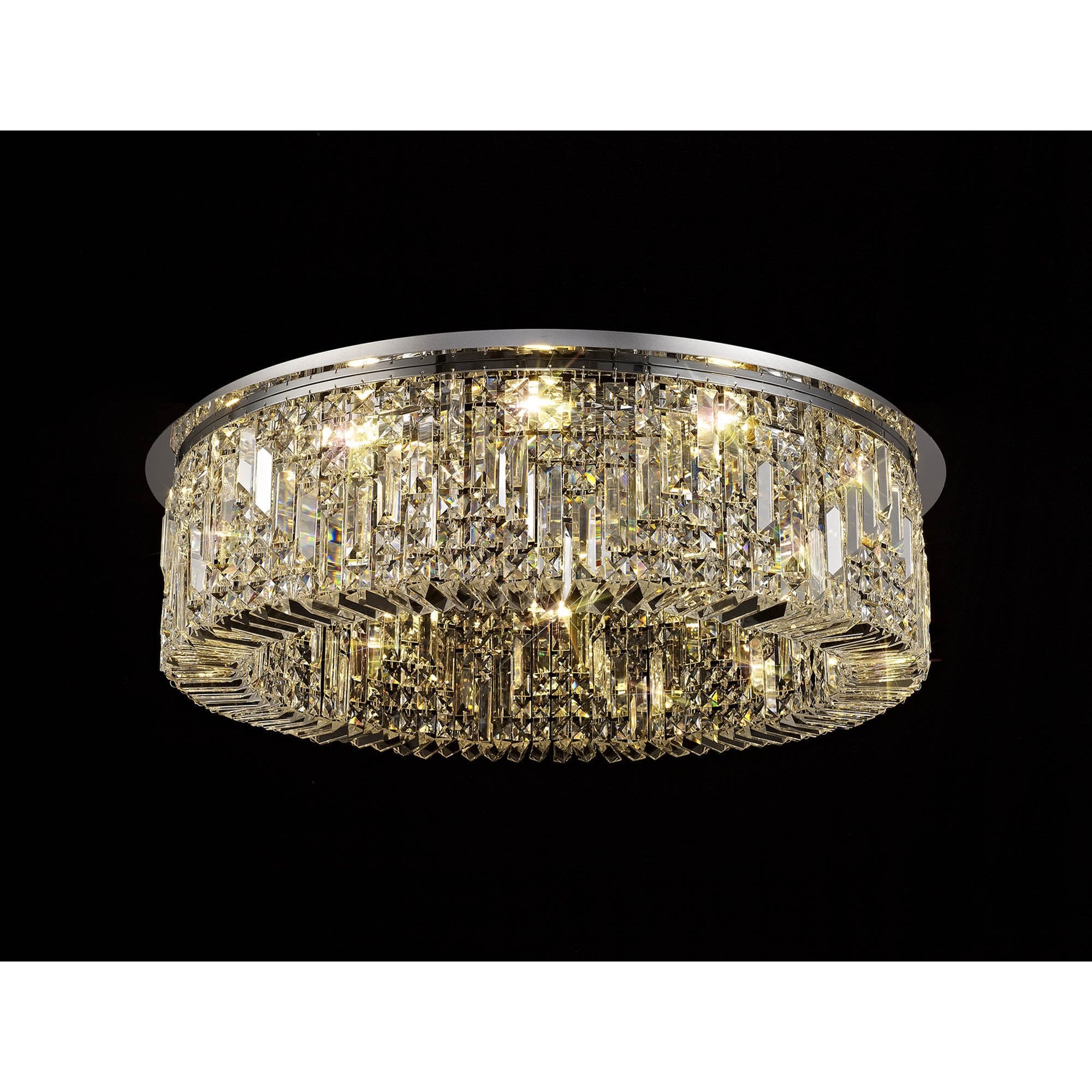 NL78069 Zian 80cm Round Flush Chandelier 12 Light Polished Chrome/Crystal