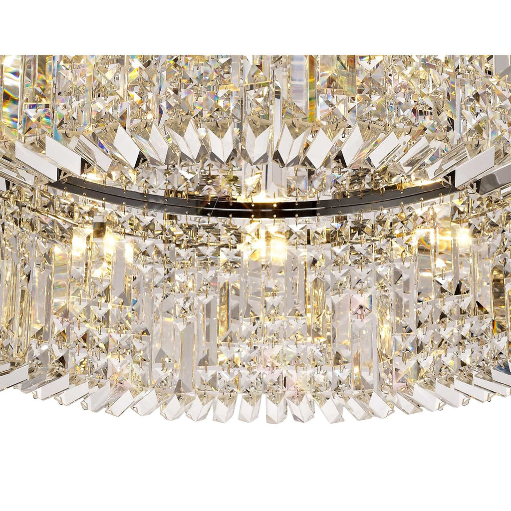 NL78069 Zian 80cm Round Flush Chandelier 12 Light Polished Chrome/Crystal