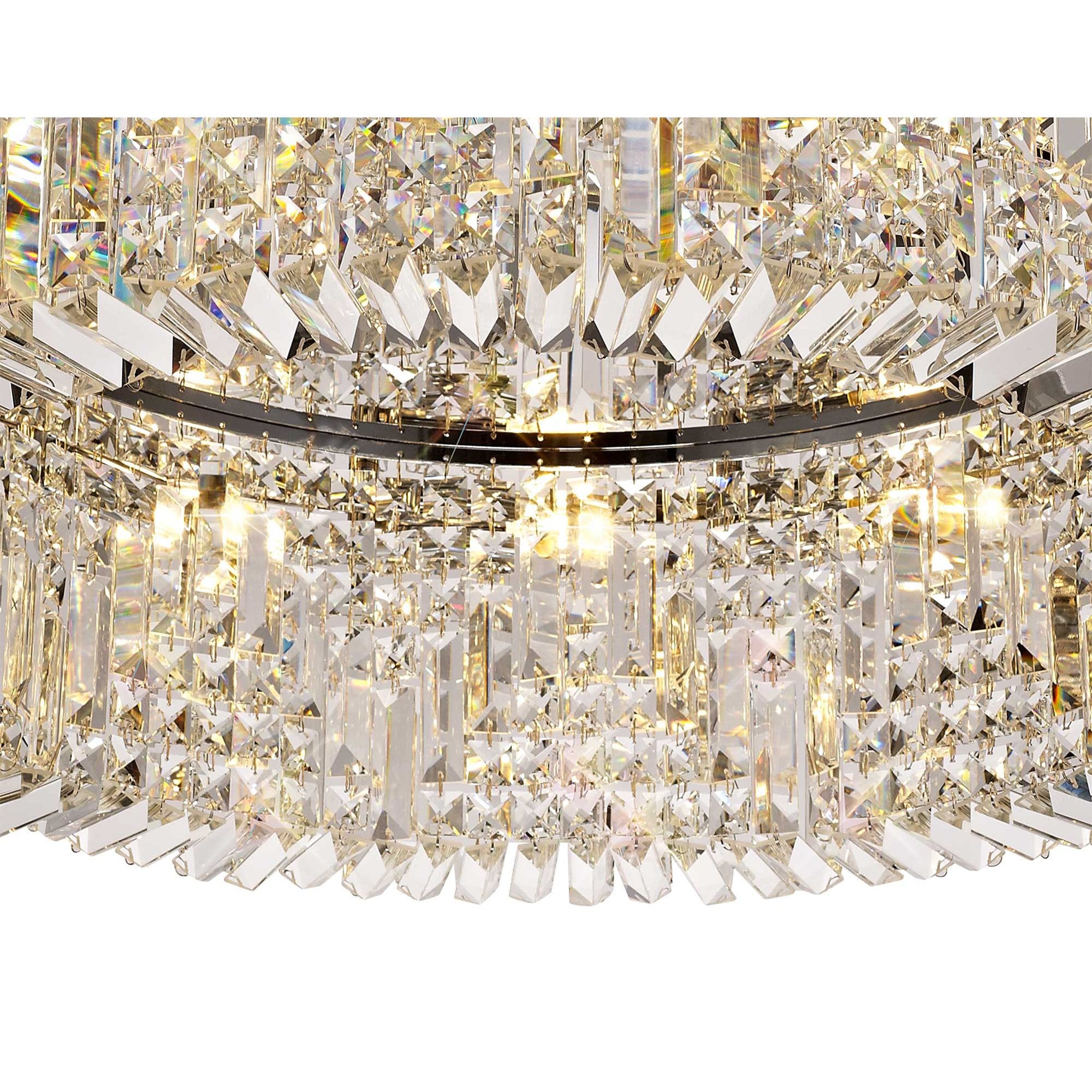 NL78069 Zian 80cm Round Flush Chandelier 12 Light Polished Chrome/Crystal