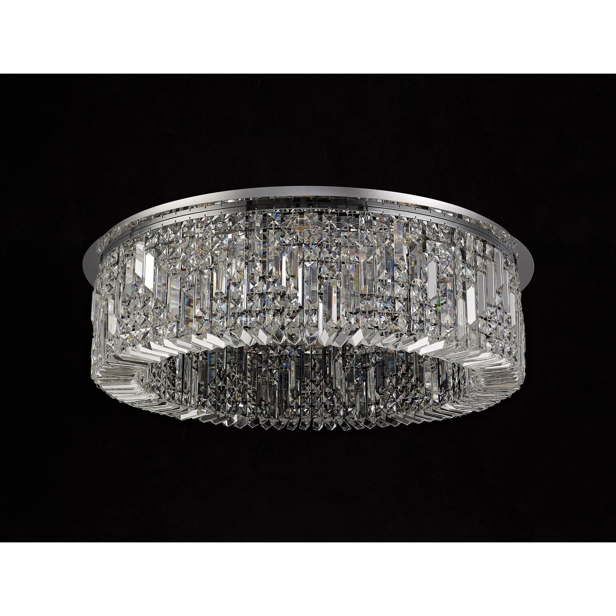 NL78069 Zian 80cm Round Flush Chandelier 12 Light Polished Chrome/Crystal