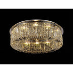NL78069 Zian 80cm Round Flush Chandelier 12 Light Polished Chrome/Crystal