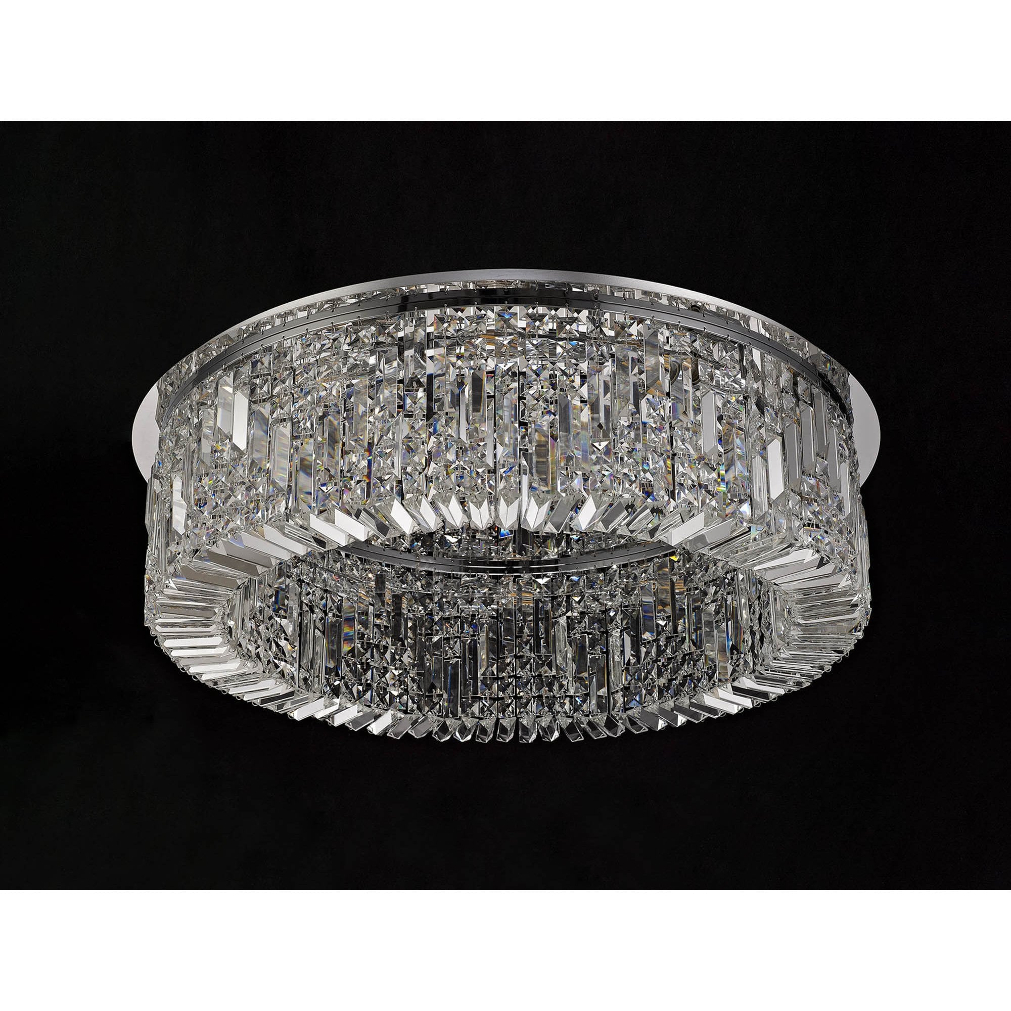 NL78069 Zian 80cm Round Flush Chandelier 12 Light Polished Chrome/Crystal