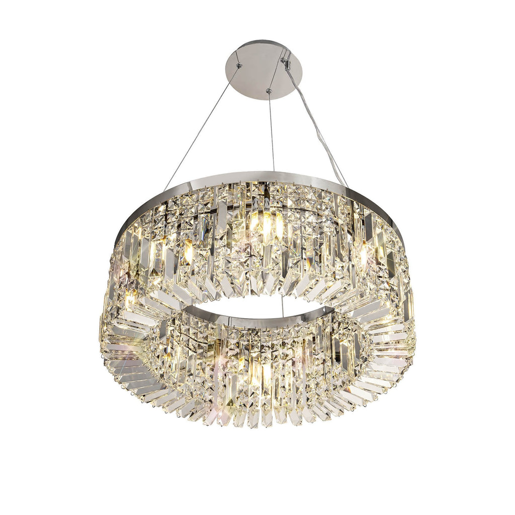 NL78079 Zian 60cm Round Pendant Chandelier 8 Light Polished Chrome/Crystal