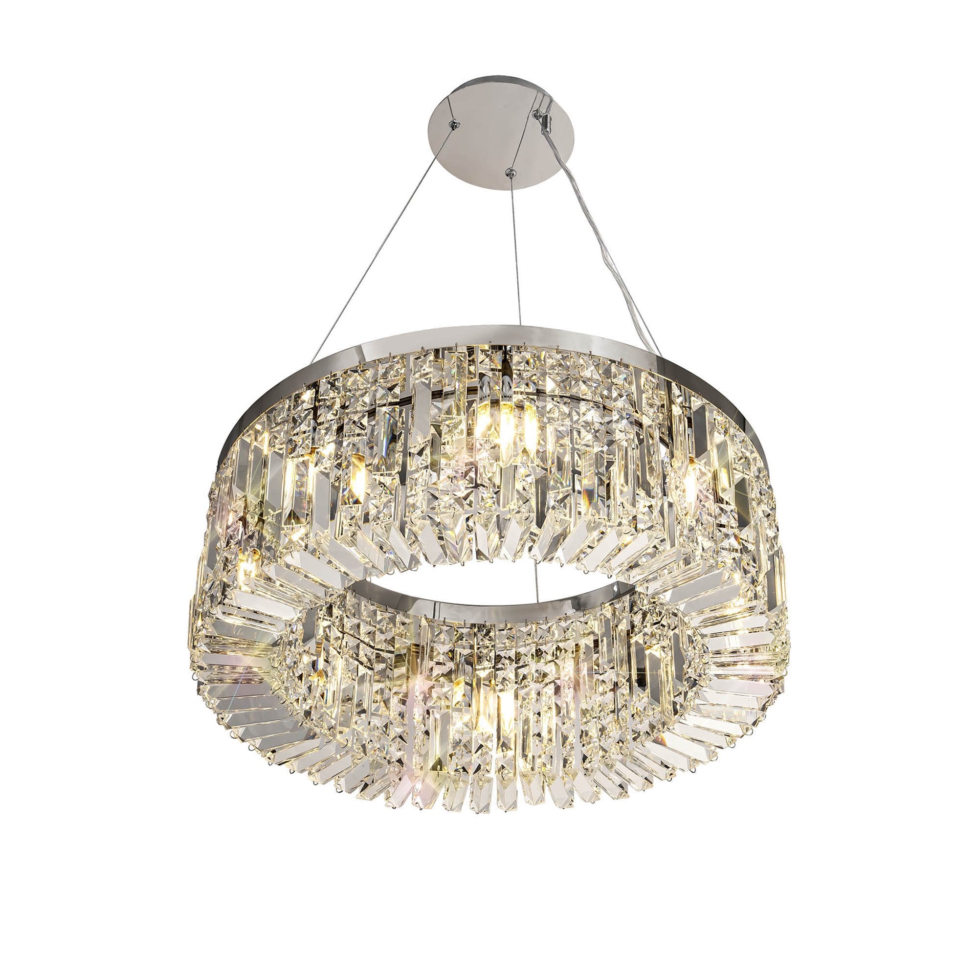 NL78079 Zian 60cm Round Pendant Chandelier 8 Light Polished Chrome/Crystal