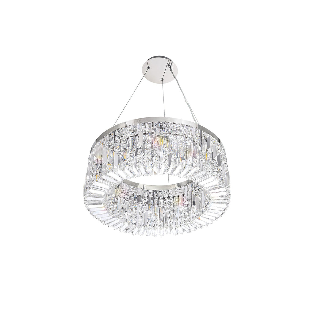 NL78079 Zian 60cm Round Pendant Chandelier 8 Light Polished Chrome/Crystal