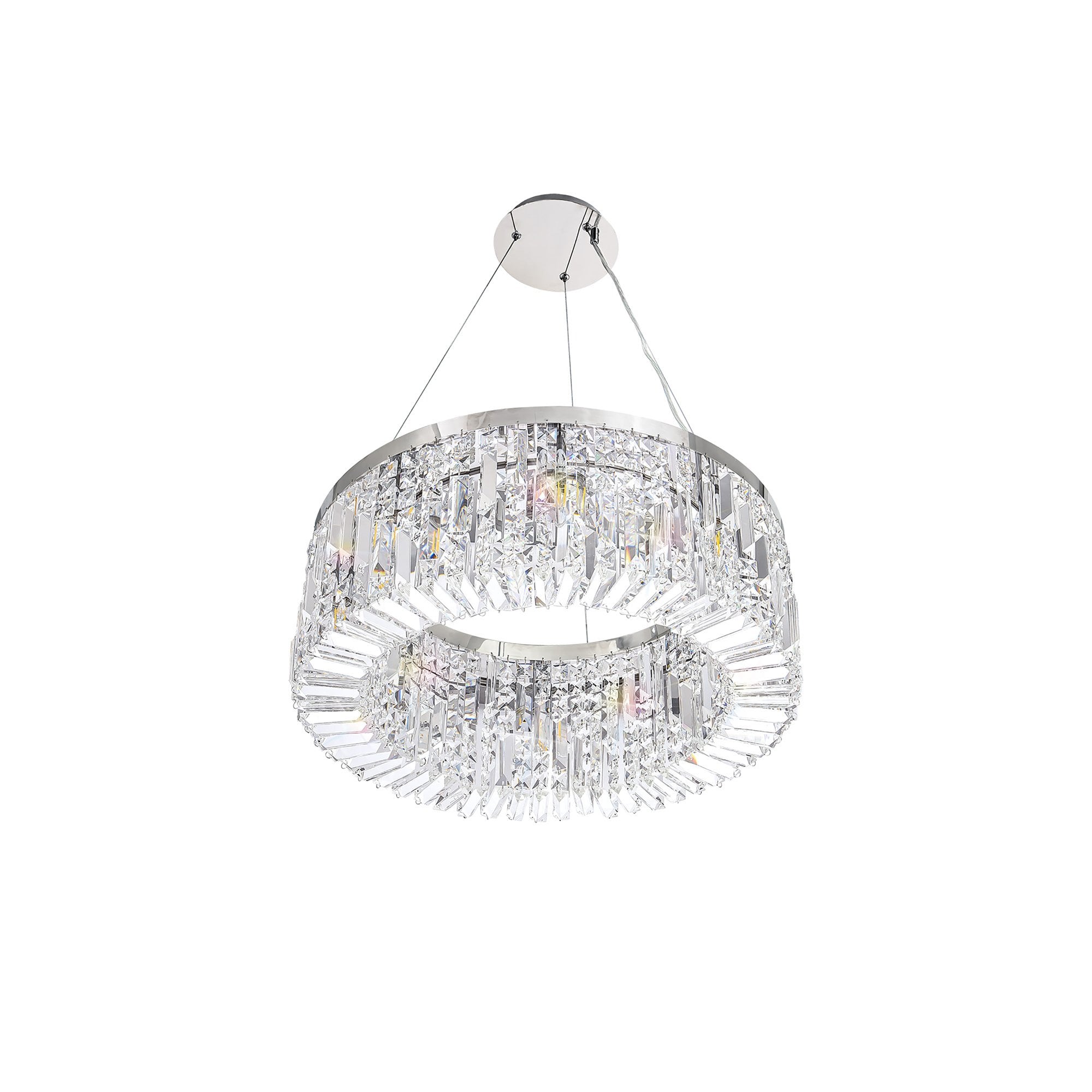 NL78079 Zian 60cm Round Pendant Chandelier 8 Light Polished Chrome/Crystal