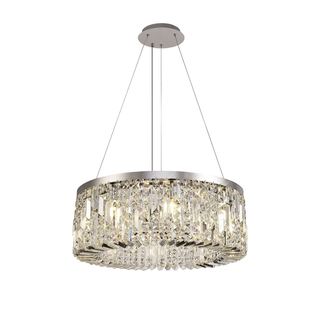 NL78079 Zian 60cm Round Pendant Chandelier 8 Light Polished Chrome/Crystal