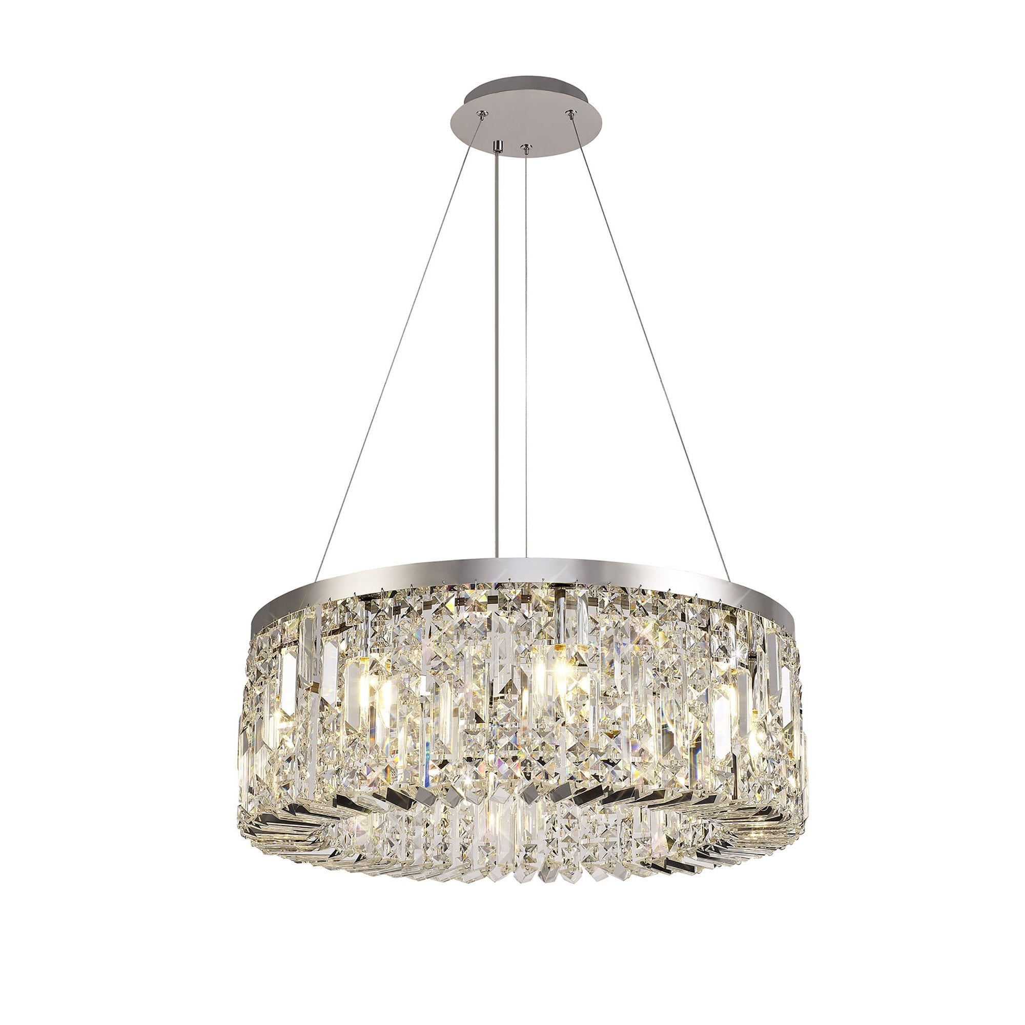 NL78079 Zian 60cm Round Pendant Chandelier 8 Light Polished Chrome/Crystal
