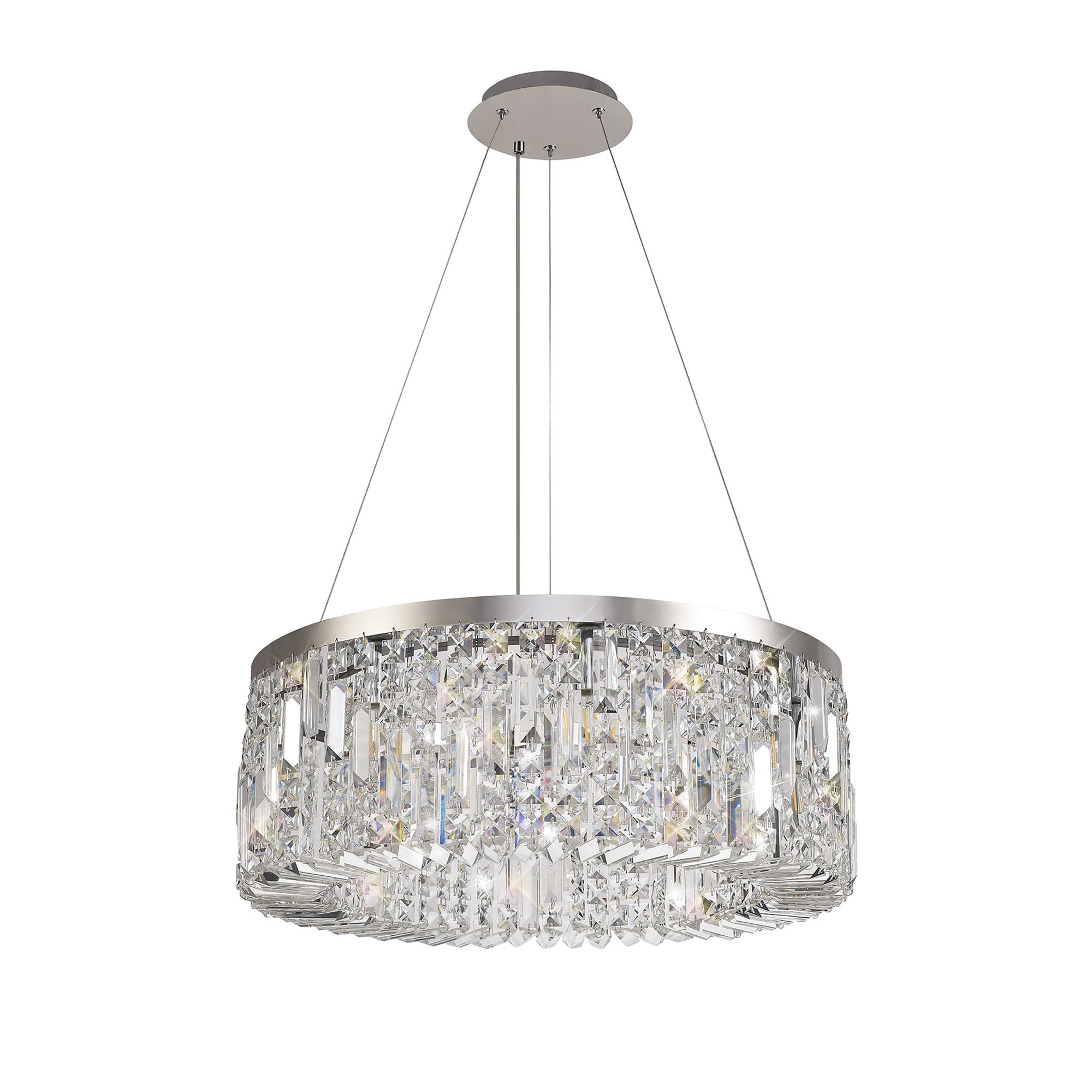 NL78079 Zian 60cm Round Pendant Chandelier 8 Light Polished Chrome/Crystal