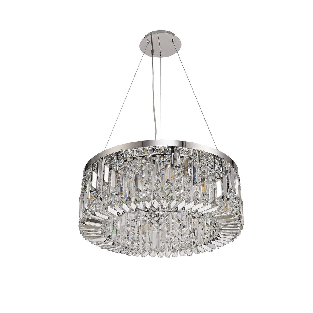 NL78079 Zian 60cm Round Pendant Chandelier 8 Light Polished Chrome/Crystal