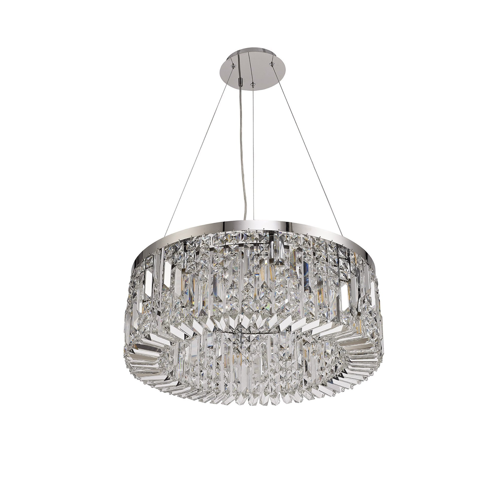 NL78079 Zian 60cm Round Pendant Chandelier 8 Light Polished Chrome/Crystal