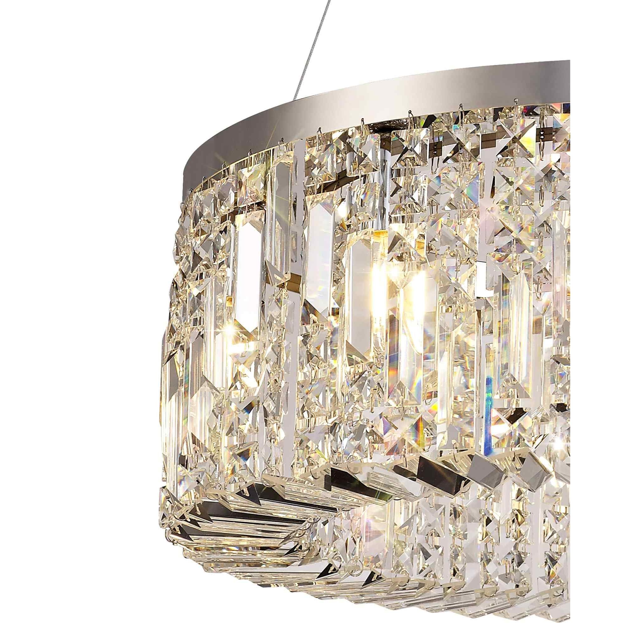 NL78079 Zian 60cm Round Pendant Chandelier 8 Light Polished Chrome/Crystal