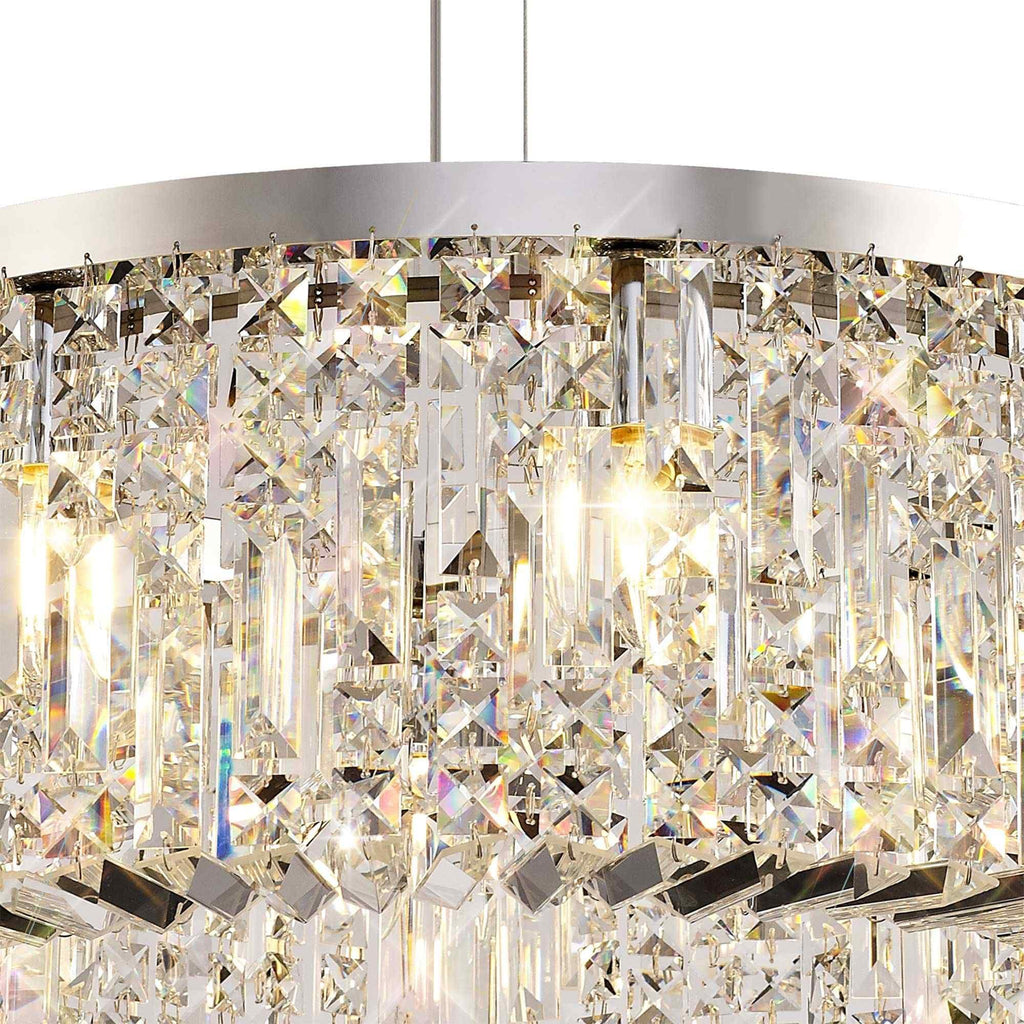 NL78079 Zian 60cm Round Pendant Chandelier 8 Light Polished Chrome/Crystal
