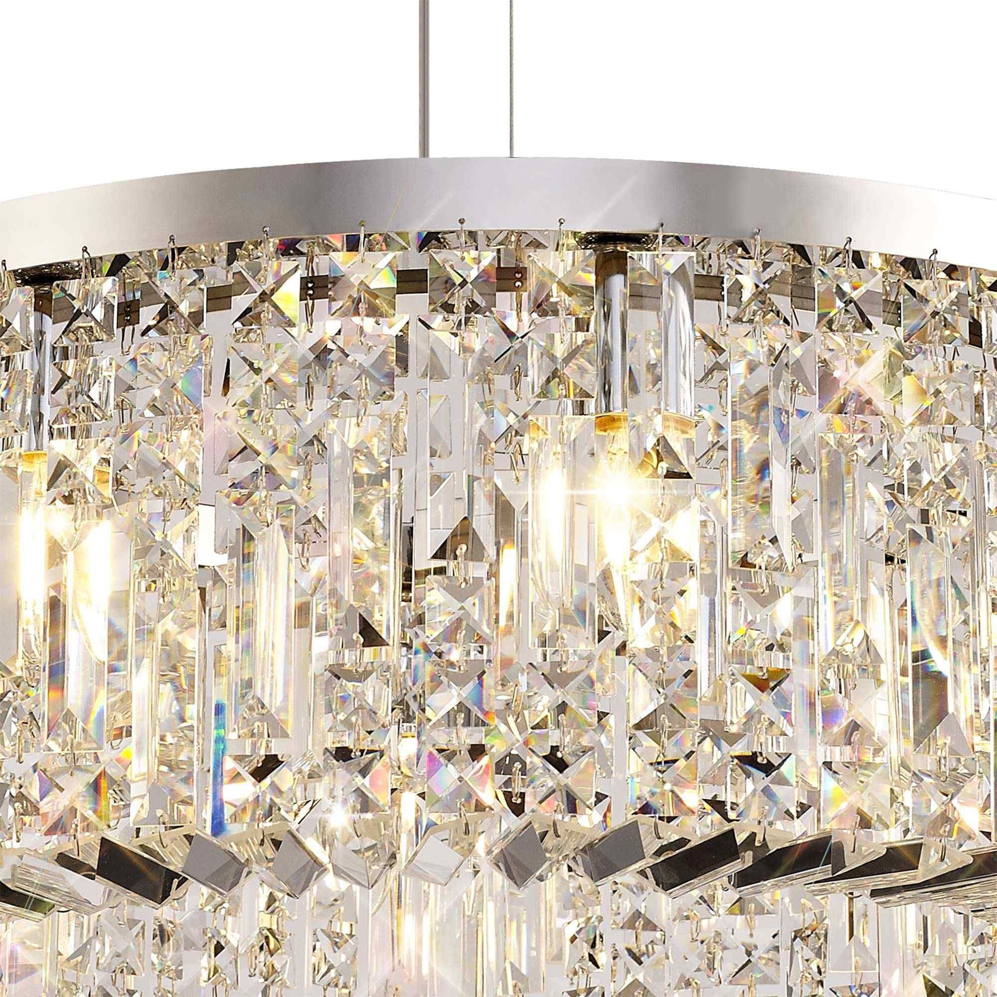 NL78079 Zian 60cm Round Pendant Chandelier 8 Light Polished Chrome/Crystal