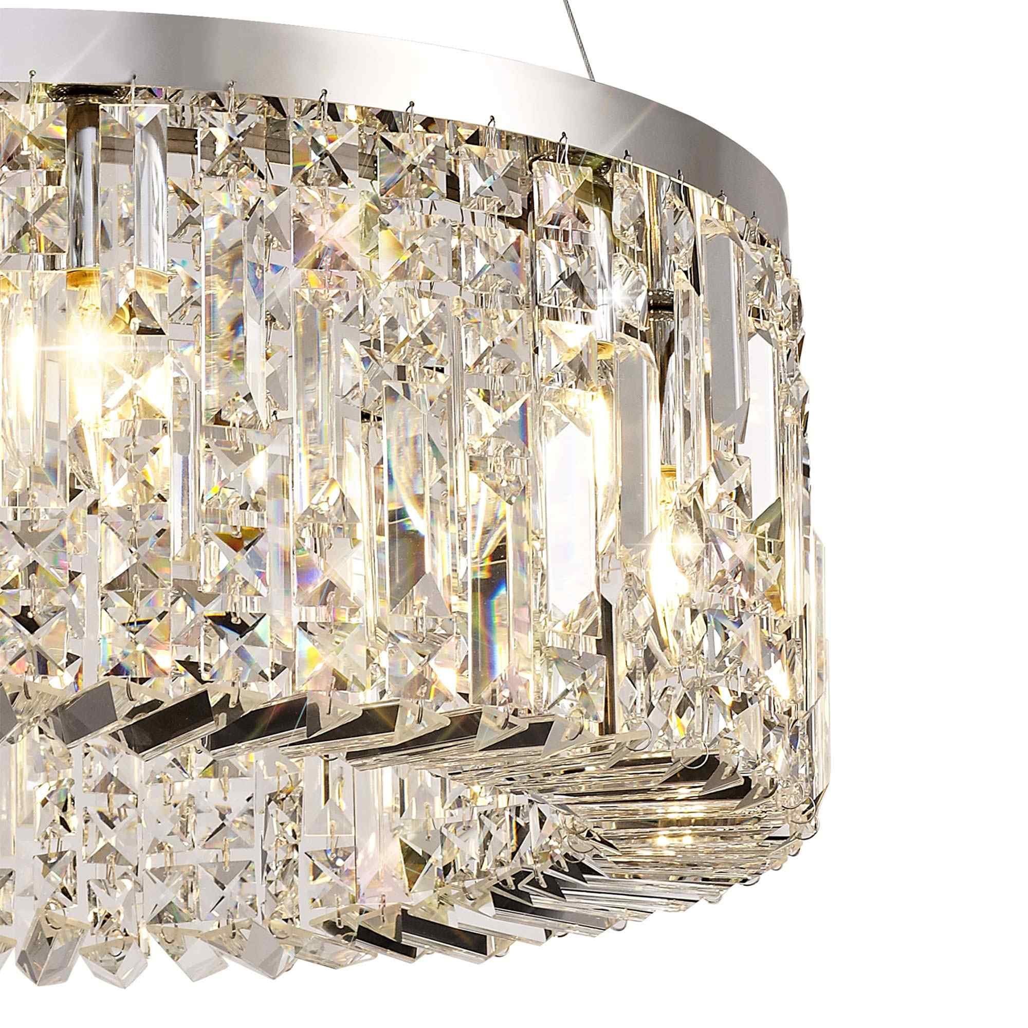 NL78079 Zian 60cm Round Pendant Chandelier 8 Light Polished Chrome/Crystal
