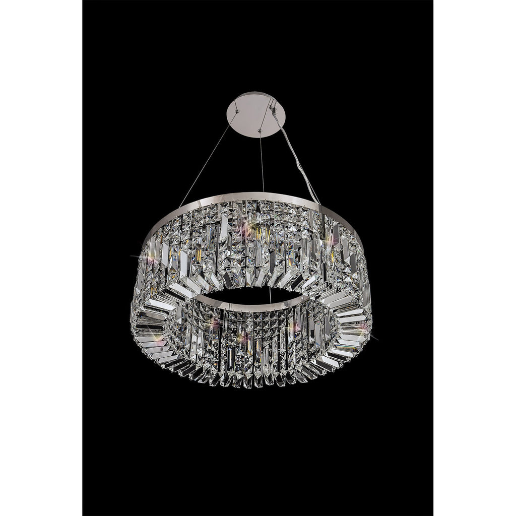 NL78079 Zian 60cm Round Pendant Chandelier 8 Light Polished Chrome/Crystal
