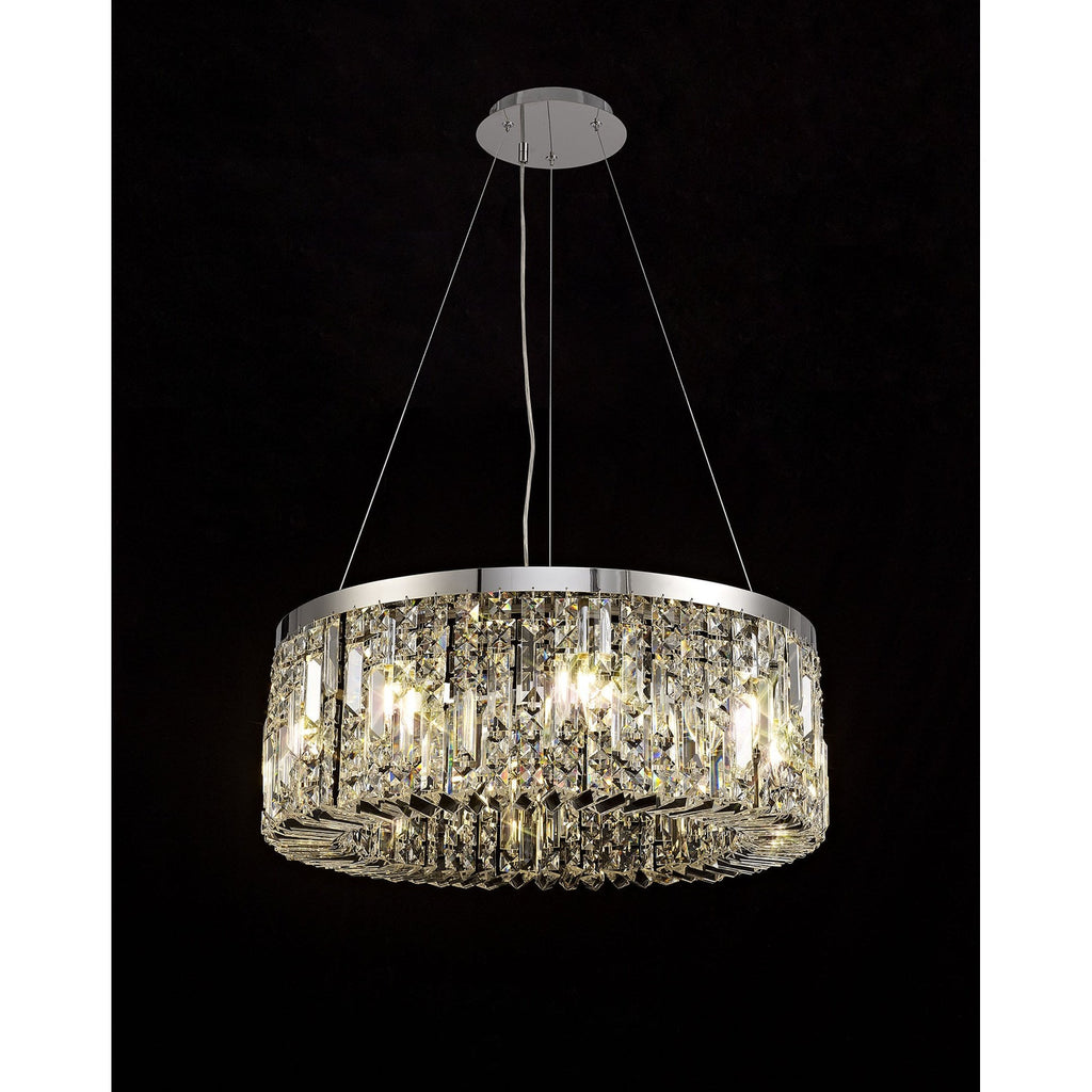 NL78079 Zian 60cm Round Pendant Chandelier 8 Light Polished Chrome/Crystal