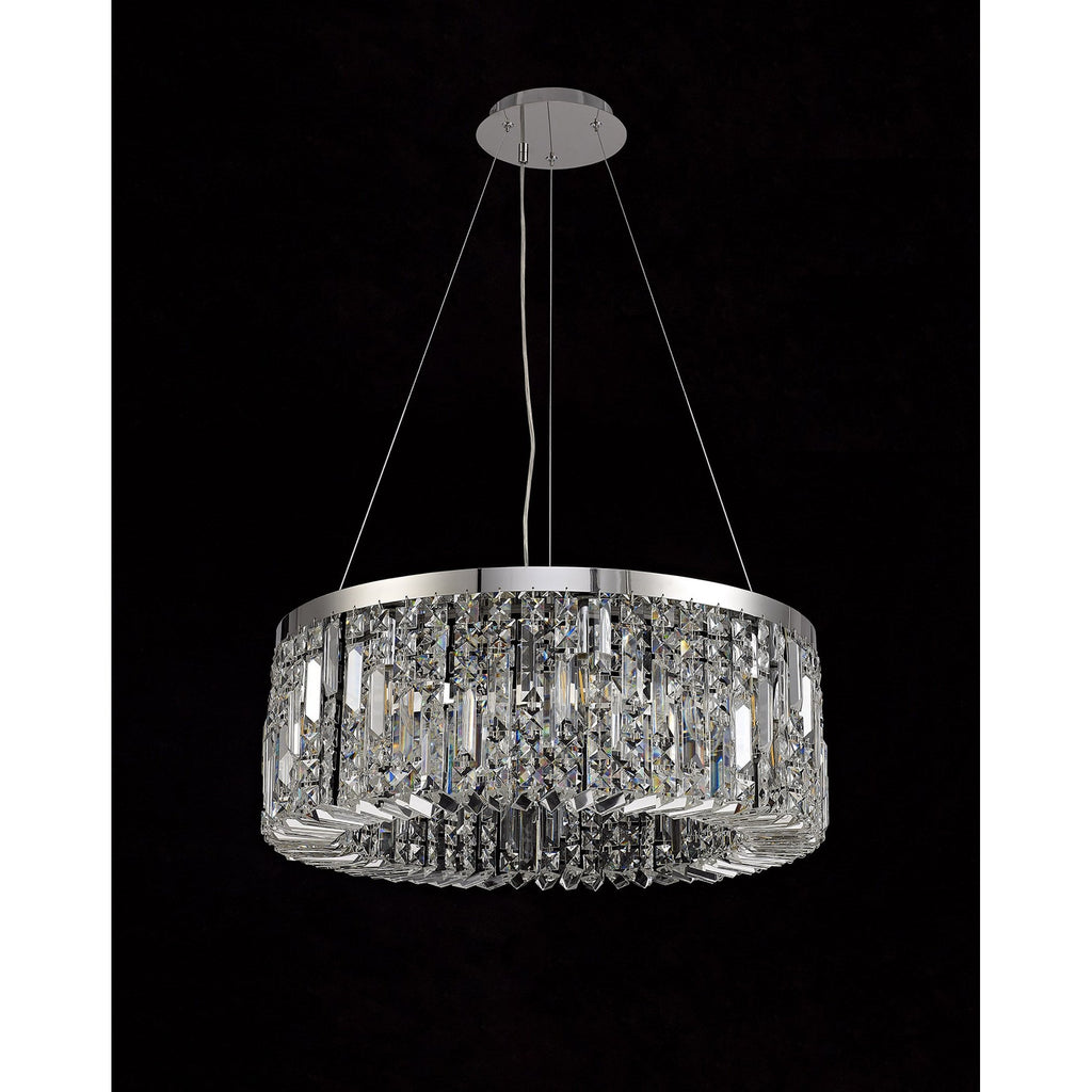 NL78079 Zian 60cm Round Pendant Chandelier 8 Light Polished Chrome/Crystal