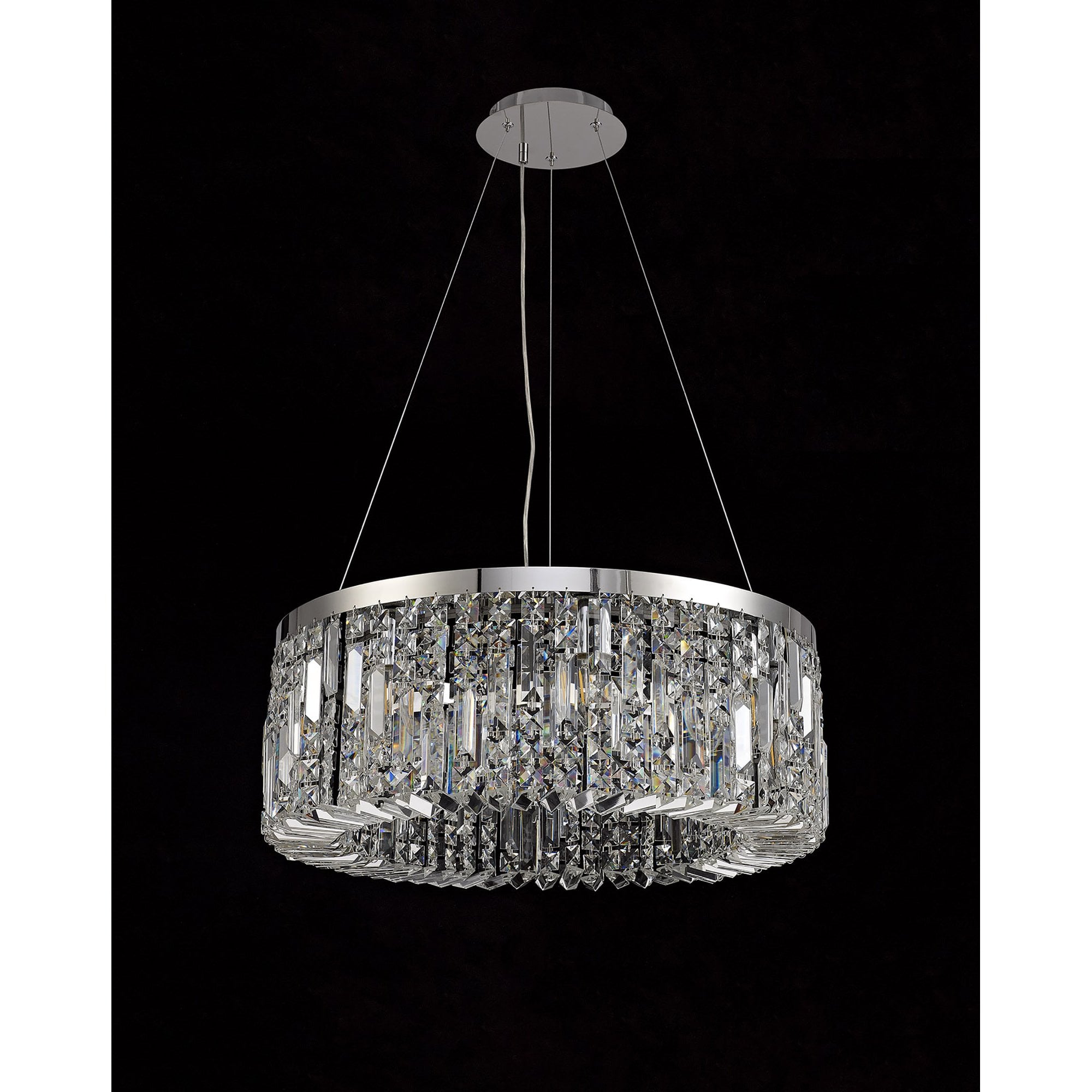NL78079 Zian 60cm Round Pendant Chandelier 8 Light Polished Chrome/Crystal