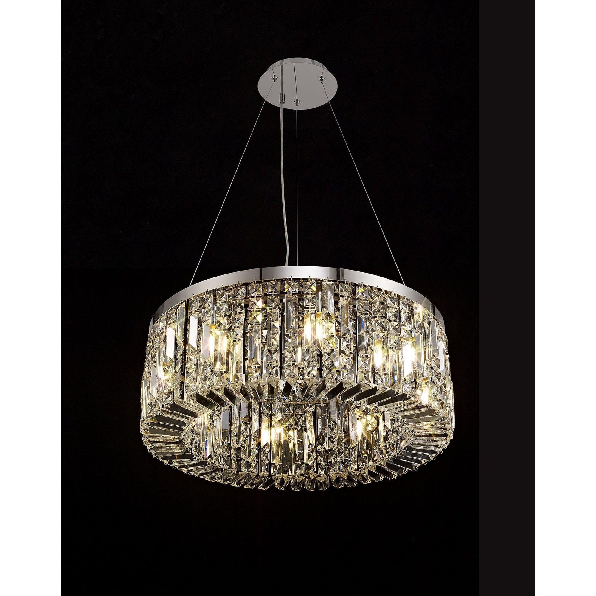 NL78079 Zian 60cm Round Pendant Chandelier 8 Light Polished Chrome/Crystal