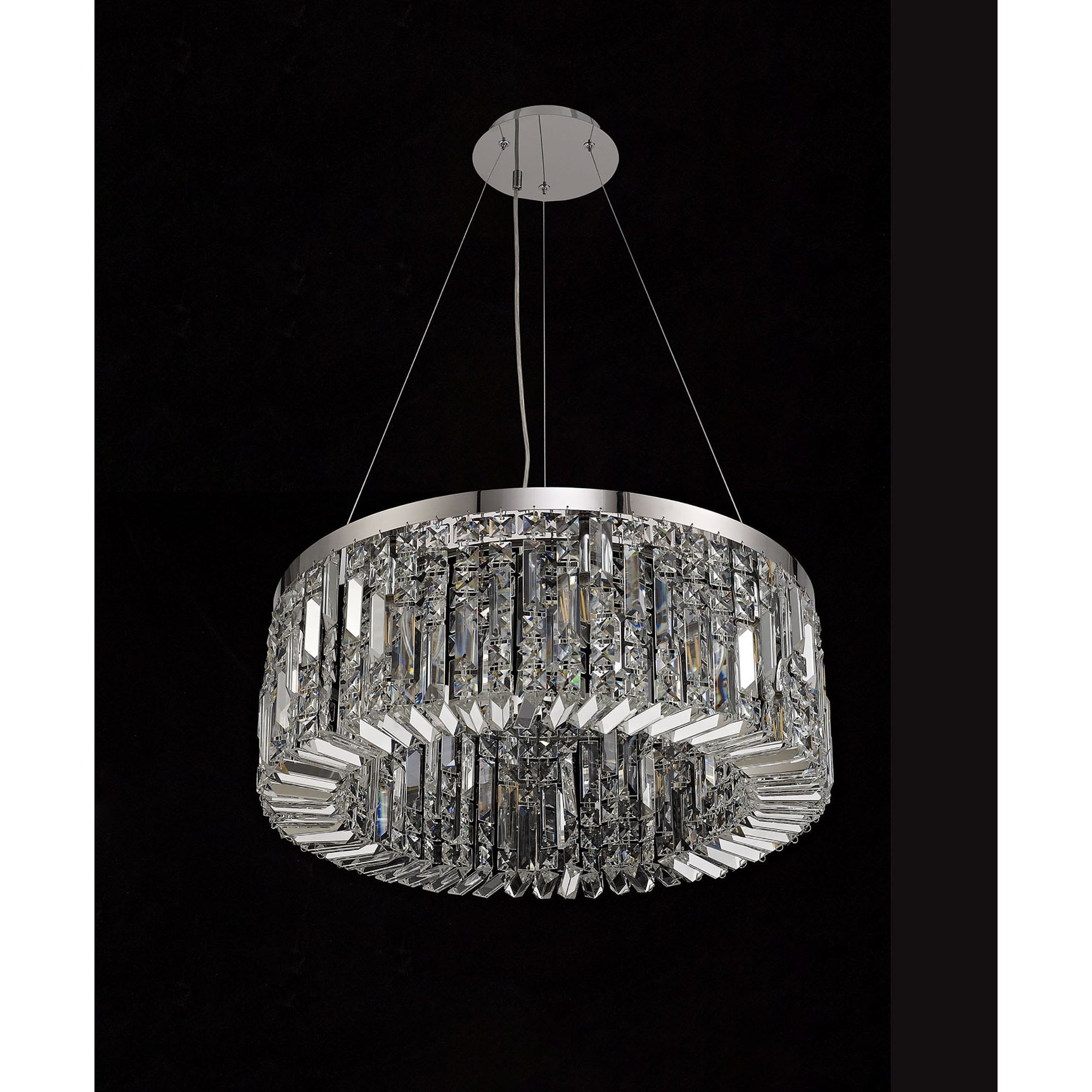 NL78079 Zian 60cm Round Pendant Chandelier 8 Light Polished Chrome/Crystal