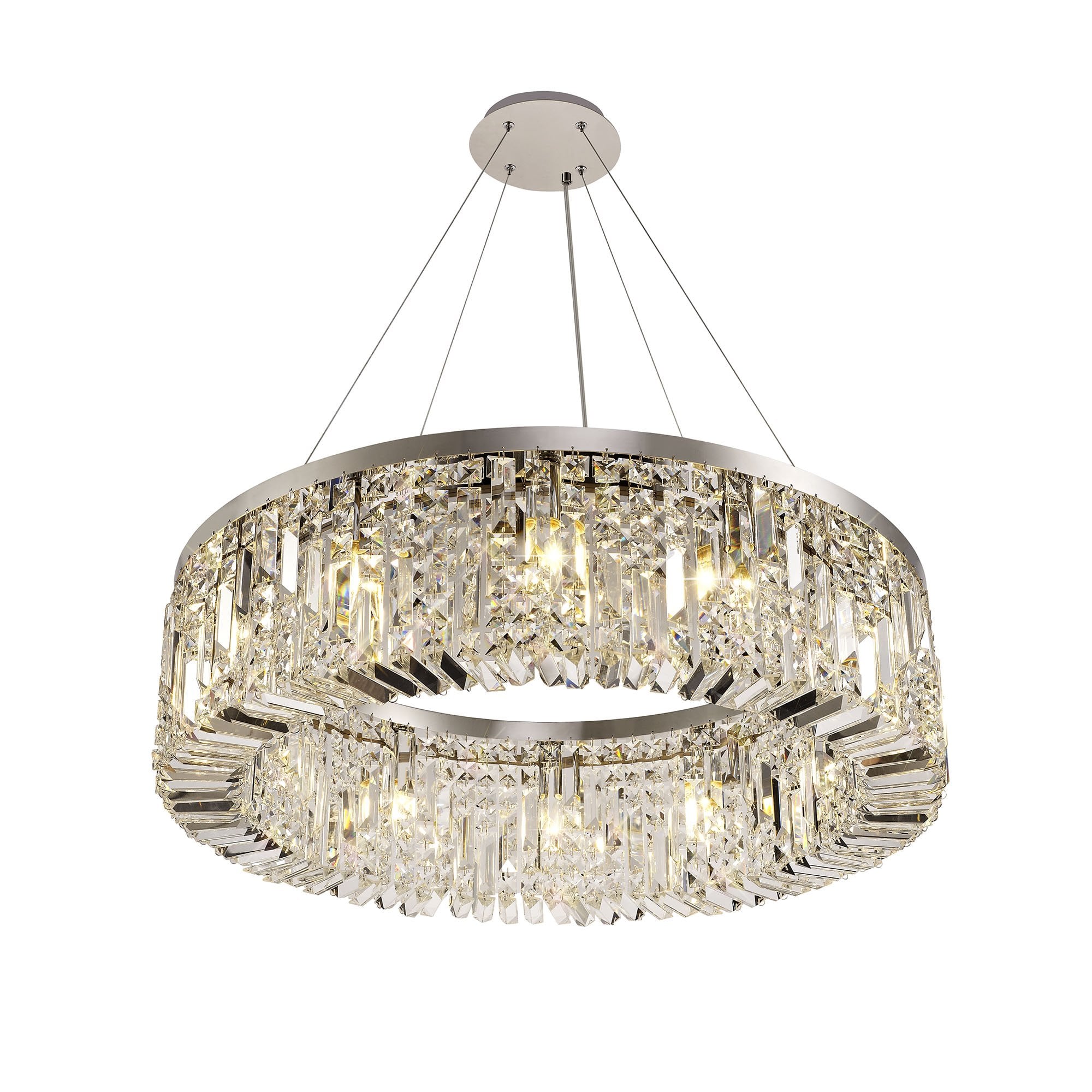 NL78089 Zian 80cm Round Pendant Chandelier 12 Light Polished Chrome/Crystal