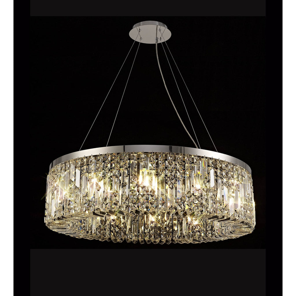 NL78089 Zian 80cm Round Pendant Chandelier 12 Light Polished Chrome/Crystal