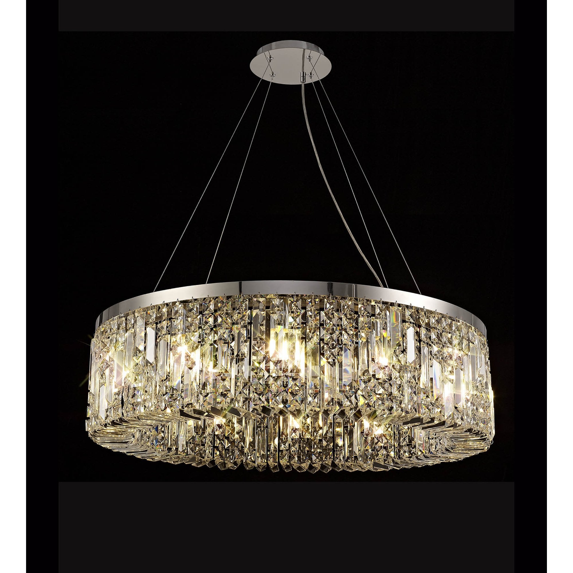 NL78089 Zian 80cm Round Pendant Chandelier 12 Light Polished Chrome/Crystal