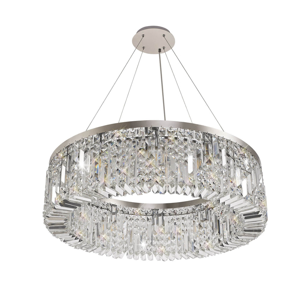NL78089 Zian 80cm Round Pendant Chandelier 12 Light Polished Chrome/Crystal