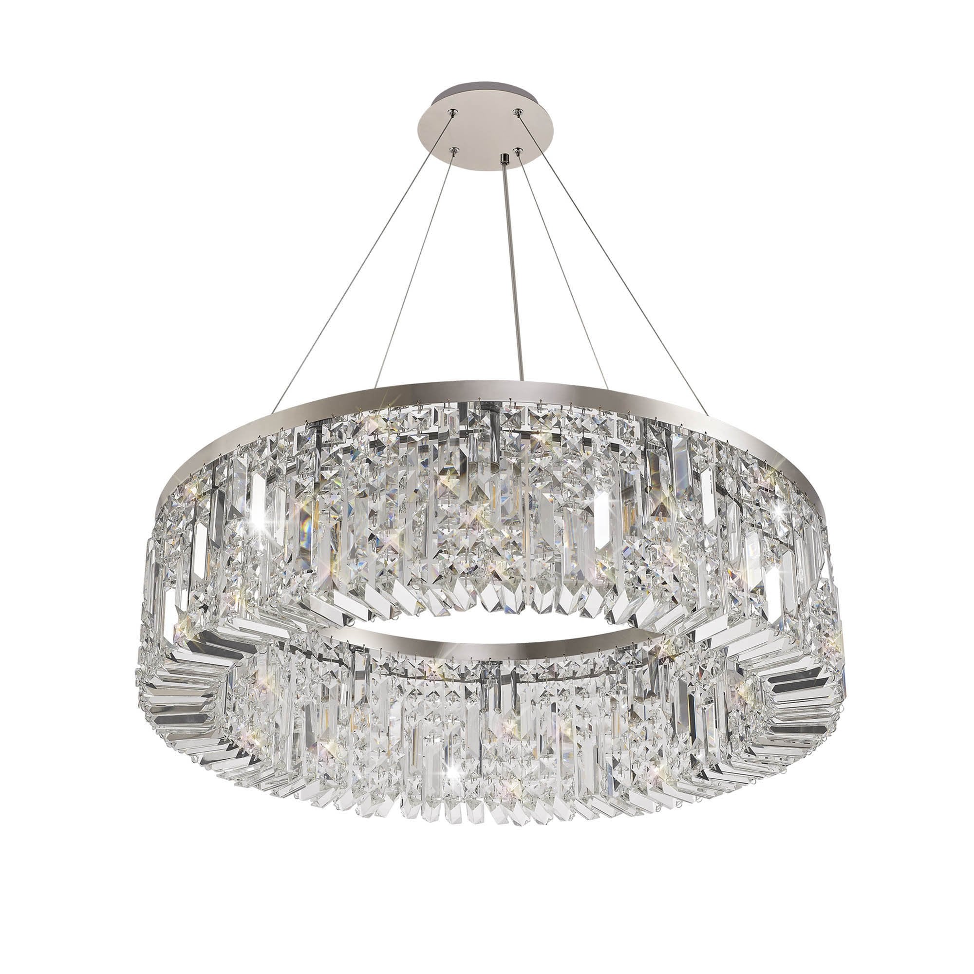 NL78089 Zian 80cm Round Pendant Chandelier 12 Light Polished Chrome/Crystal