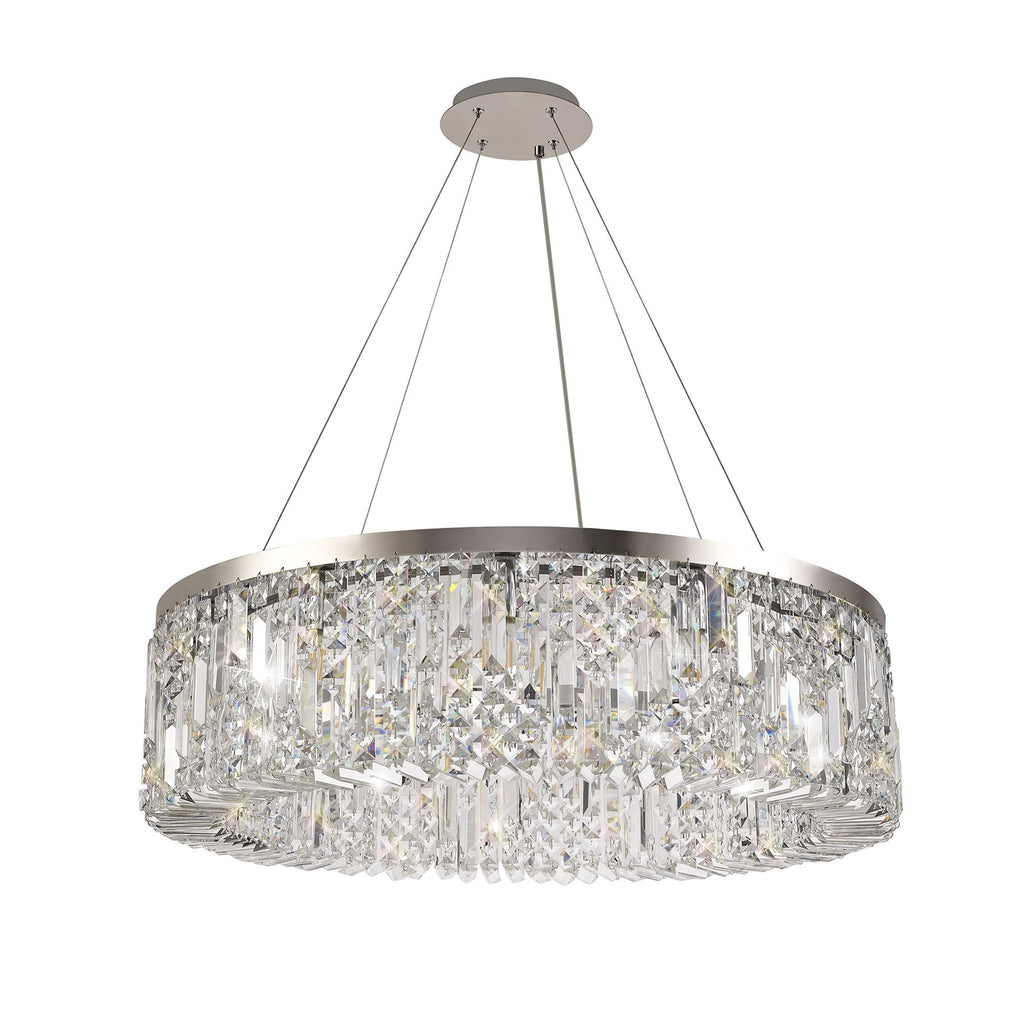 NL78089 Zian 80cm Round Pendant Chandelier 12 Light Polished Chrome/Crystal