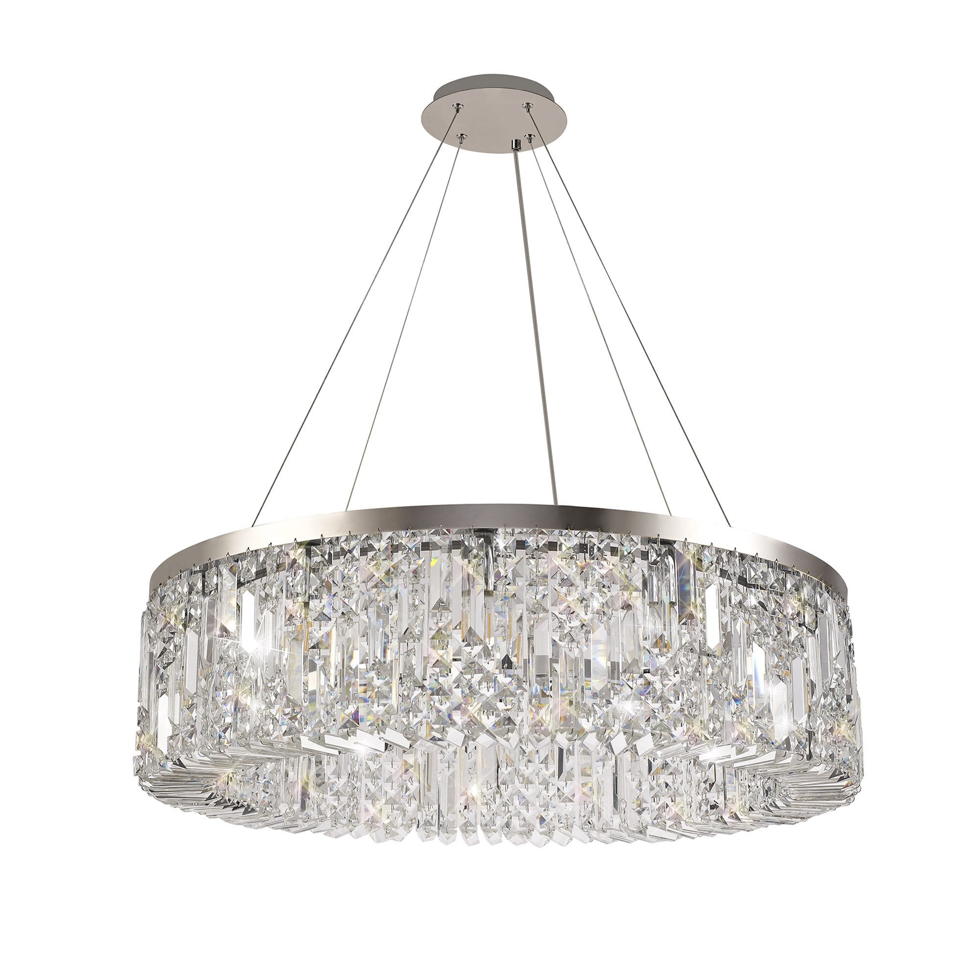 NL78089 Zian 80cm Round Pendant Chandelier 12 Light Polished Chrome/Crystal