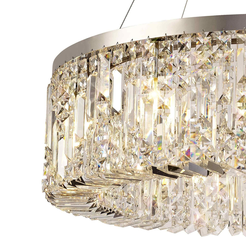 NL78089 Zian 80cm Round Pendant Chandelier 12 Light Polished Chrome/Crystal