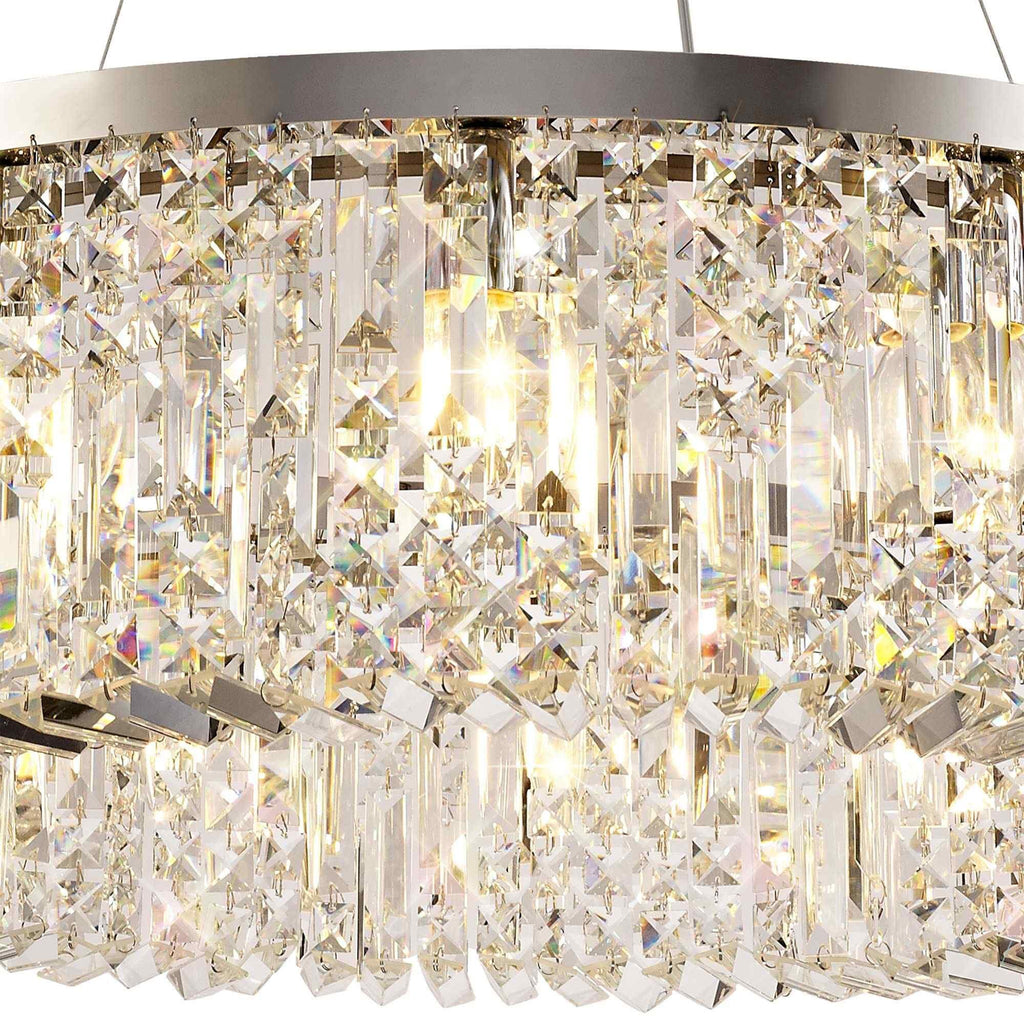 NL78089 Zian 80cm Round Pendant Chandelier 12 Light Polished Chrome/Crystal