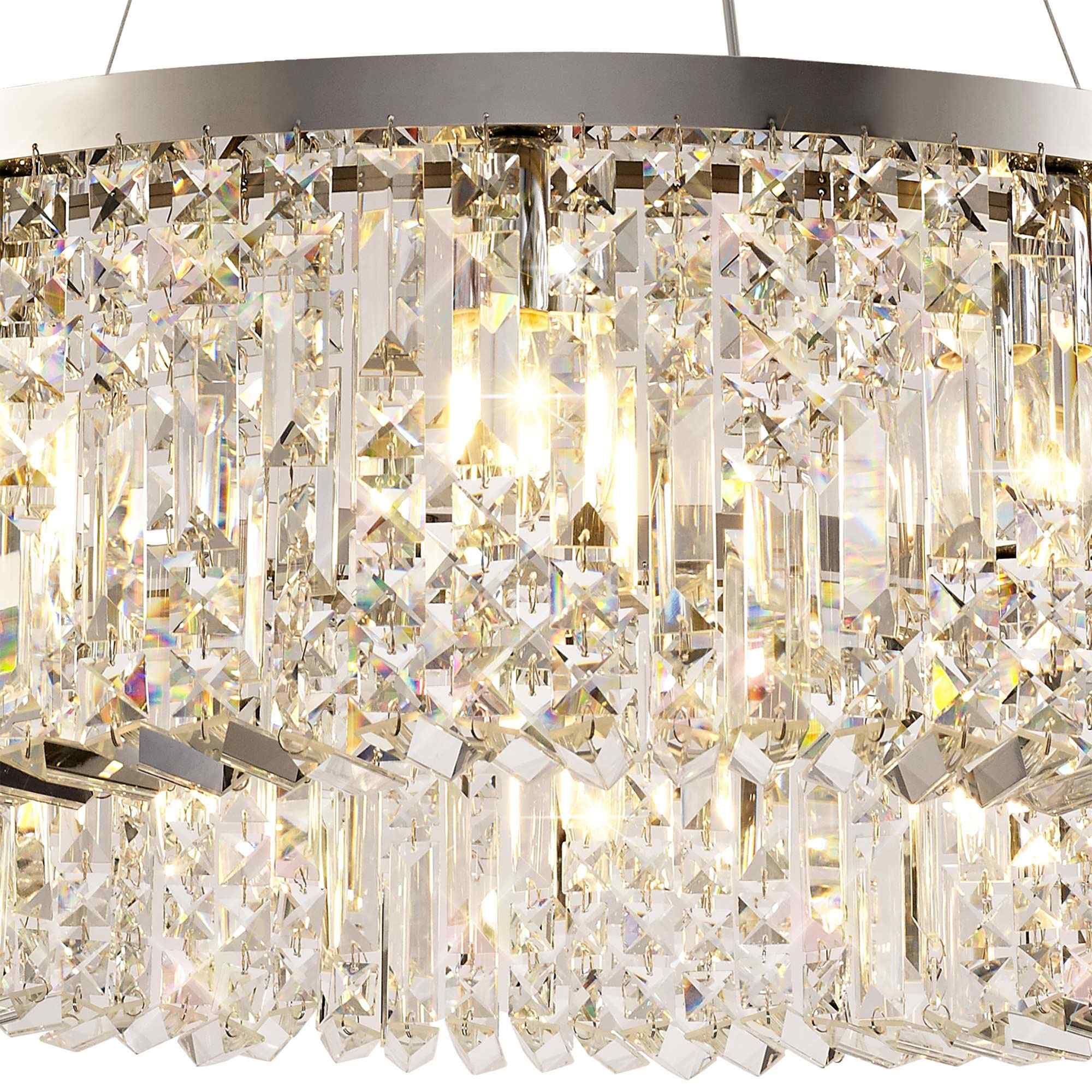 NL78089 Zian 80cm Round Pendant Chandelier 12 Light Polished Chrome/Crystal
