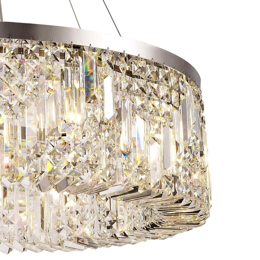 NL78089 Zian 80cm Round Pendant Chandelier 12 Light Polished Chrome/Crystal