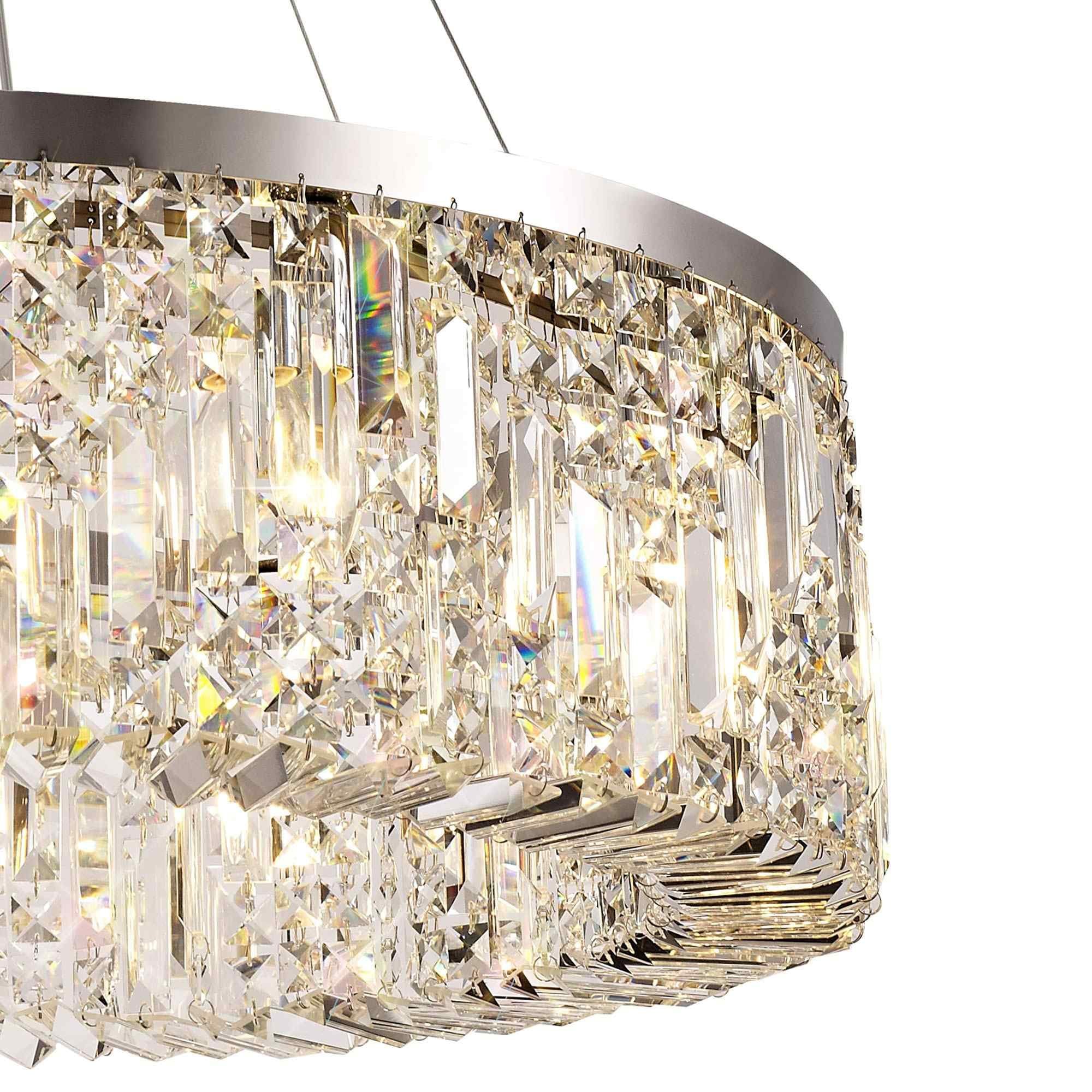 NL78089 Zian 80cm Round Pendant Chandelier 12 Light Polished Chrome/Crystal