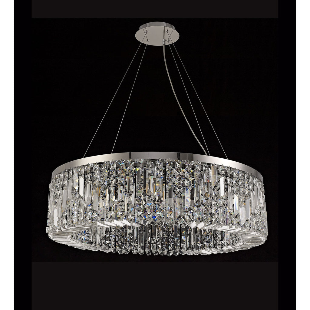 NL78089 Zian 80cm Round Pendant Chandelier 12 Light Polished Chrome/Crystal