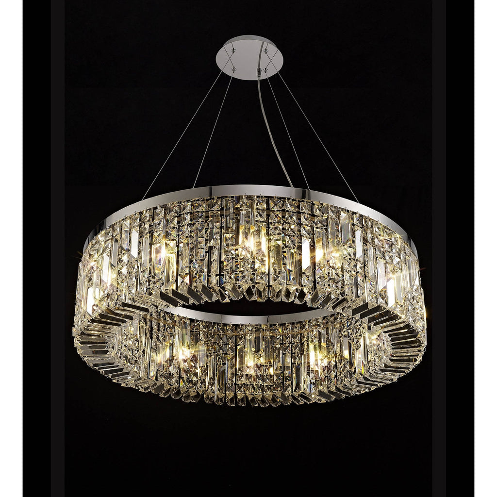 NL78089 Zian 80cm Round Pendant Chandelier 12 Light Polished Chrome/Crystal