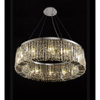 NL78089 Zian 80cm Round Pendant Chandelier 12 Light Polished Chrome/Crystal
