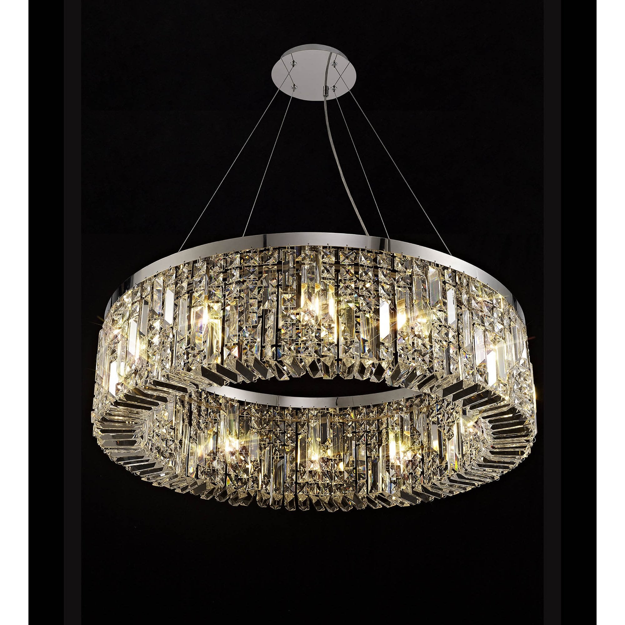 NL78089 Zian 80cm Round Pendant Chandelier 12 Light Polished Chrome/Crystal